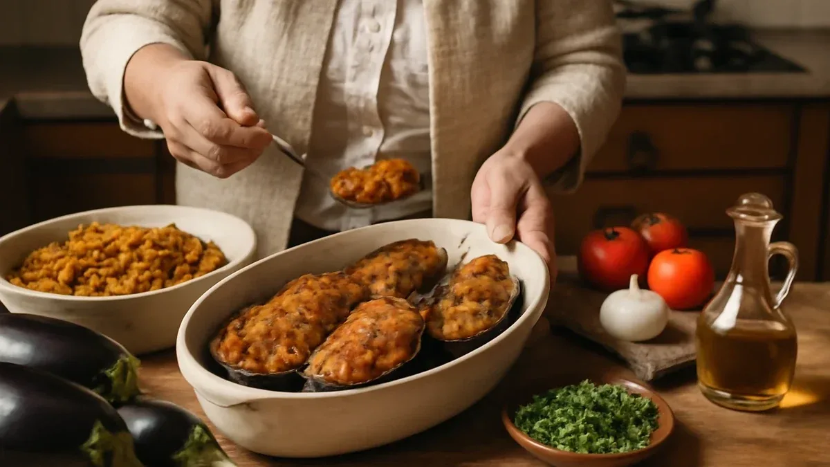 Melanzane ripiene di cous cous nel forno ventilato