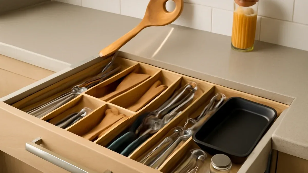 Come organizzare gli utensili da cucina nei cassetti senza sovrapporli