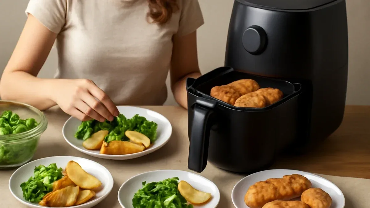Bocconcini di pollo e peperoni in friggitrice ad aria