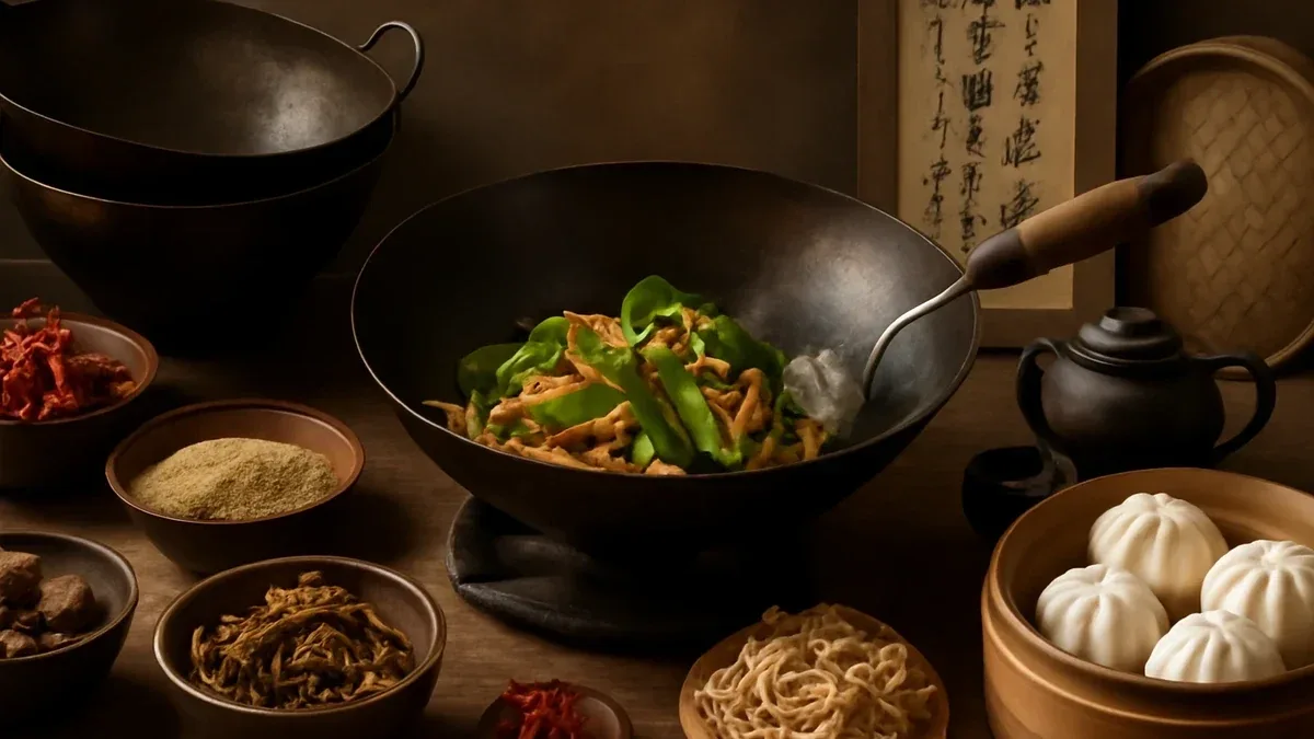 Noodles con broccoli e uova saltati nel wok