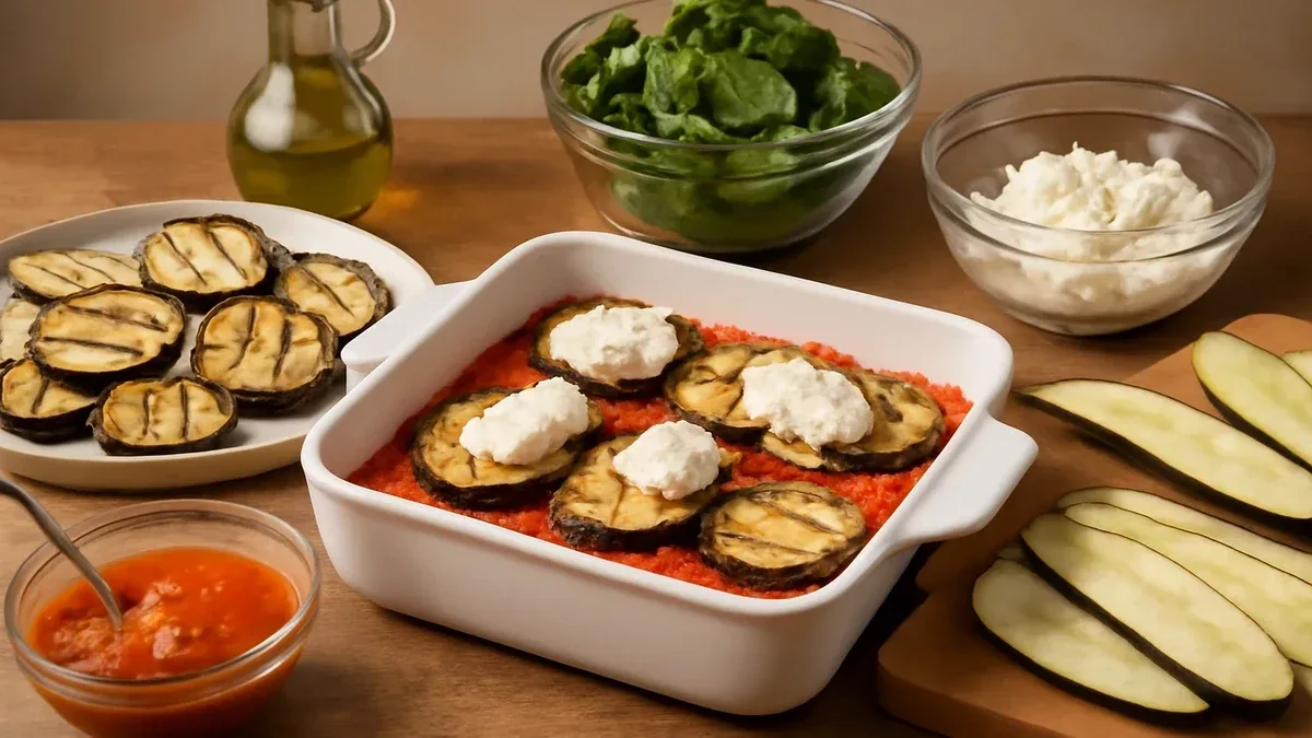 Riso al forno con pomodoro, melanzane e scamorza