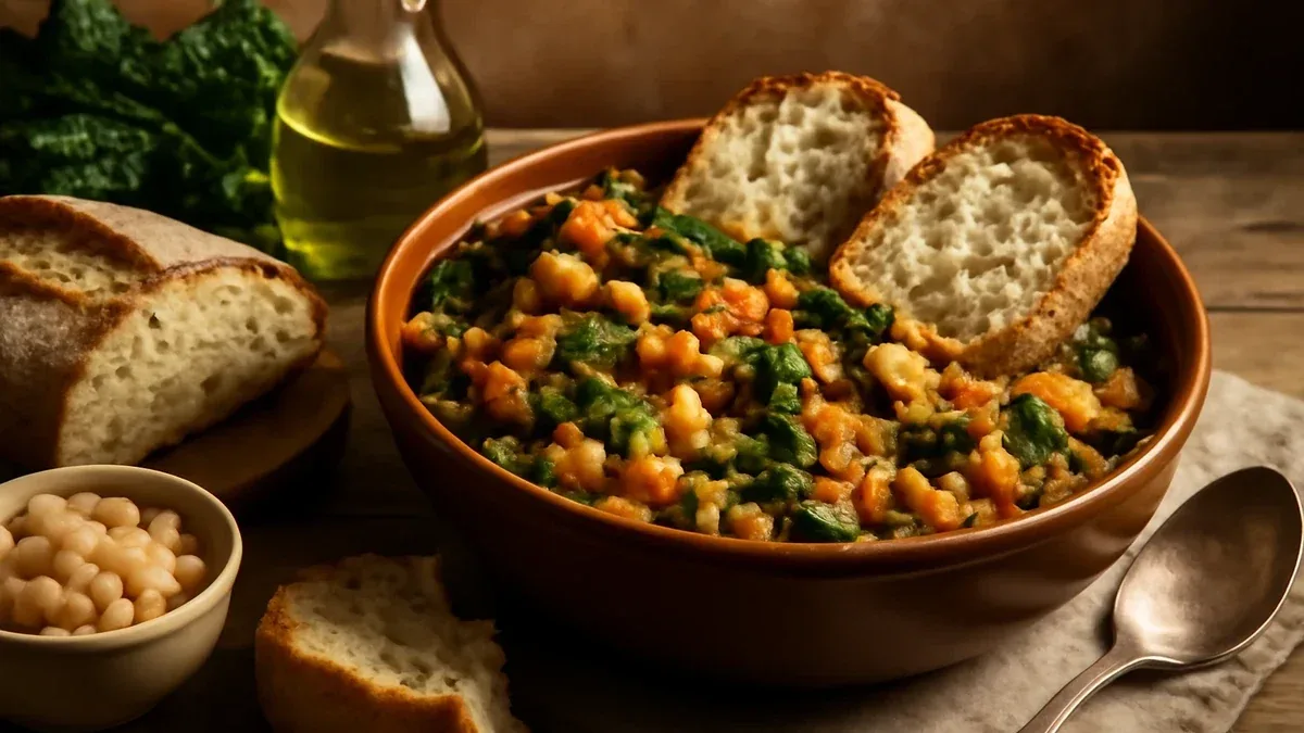 Zuppa di farro, fagioli bianchi e cavolo nero