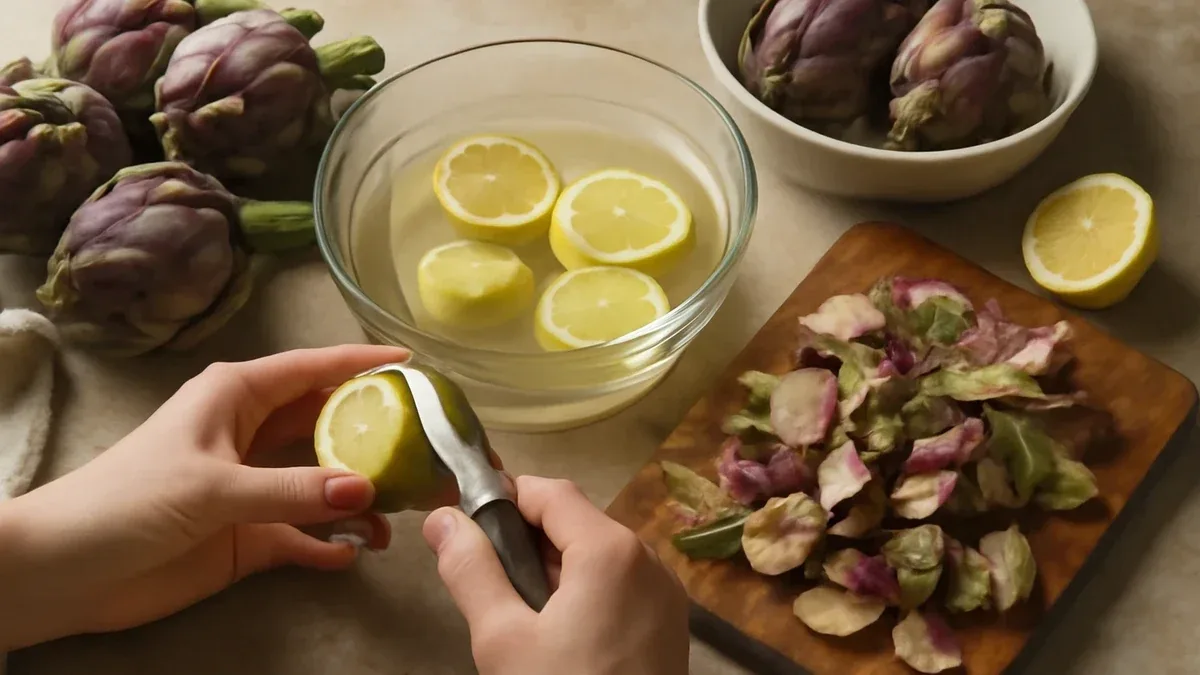 Bocconcini di pollo al limone con carciofi in padella
