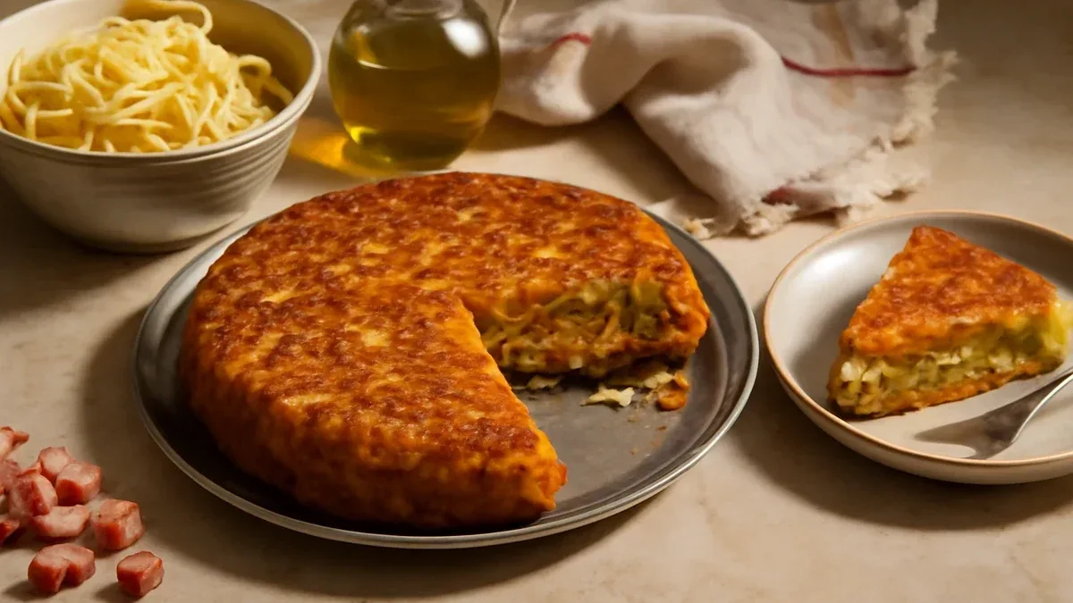 Tortino di patate e cavolo verza con provola al forno